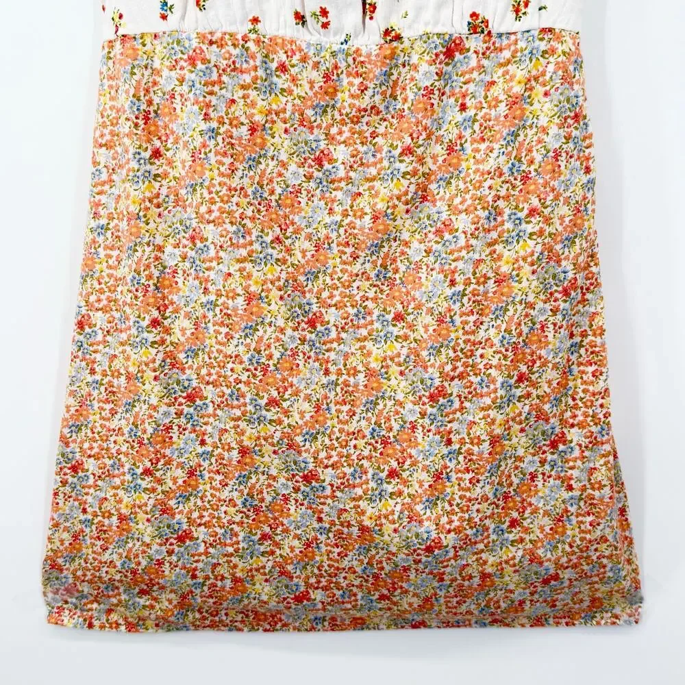 American Eagle Floral Linen Blend High Neck Mini Dress Women’s M Cottagecore